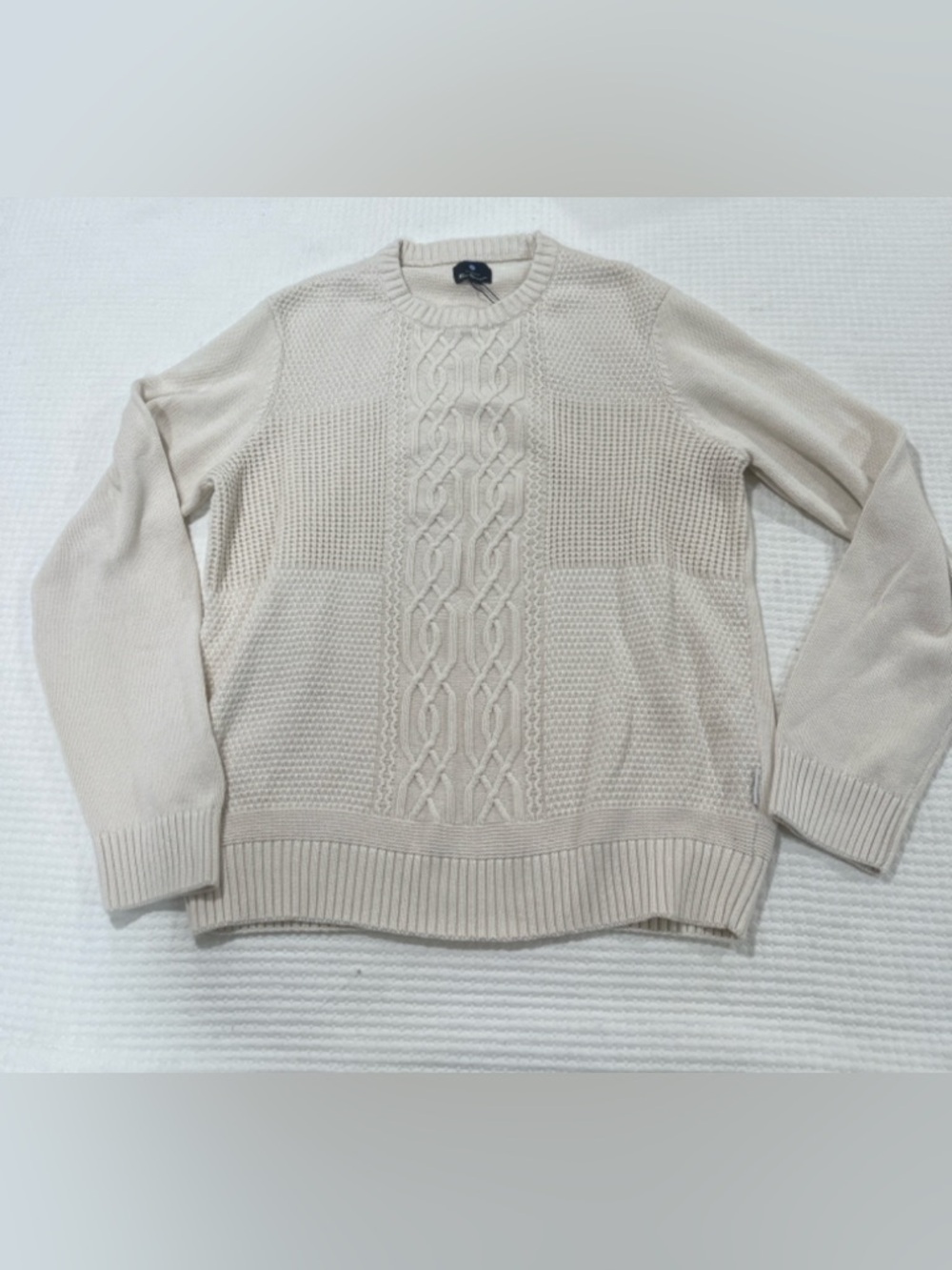 Fisherman Cable Knit Sweater Ecru Cotton‎ Crewneck L NWT Ben Sherman for Target
